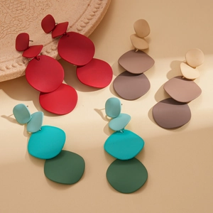 Chic irregular geometric round matte earrings set in multiple colors for women