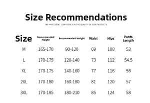 Detailed size chart for heavy cotton sports shorts with recommended height and weight
