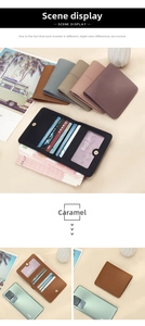 Detail of the multi-slot RFID leather card holder wallet showing the various colors