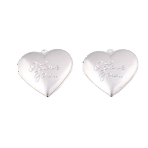 Polished 316L stainless steel heart locket pendants with I Love You engraving