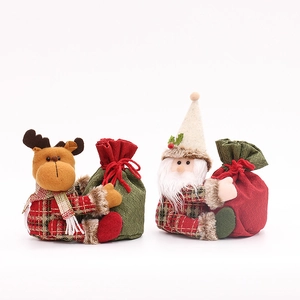 Weihnachten Pluesch Weihnachtsmann und Rentier Puppe Geschenktaschen fuer Aepfel Deko