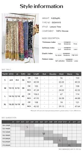 Tableau des tailles pour pantalon large imprimé femme avec détails de tissu en viscose