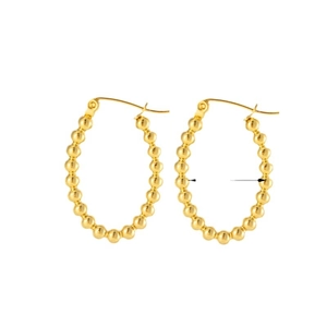Elegant 18K gold plated beaded oval hoop earrings in stainless steel with a minimal design