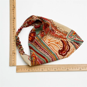 Bohemian paisley elastic headband with vintage colorful patterns 25cm in length