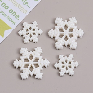 Cartoon white glitter resin snowflake charms for DIY handmade crafts and jewelry making