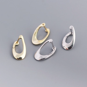Irregular Hoop Earrings 925 Sterling Silver Fluid Line Metal French Minimalist Aesthetic Jewelry For Women