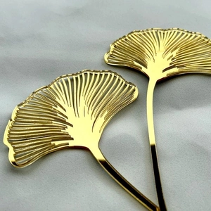Golden acrylic ginkgo leaf cake toppers decoration for birthday party events