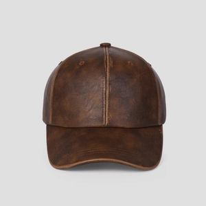 Vintage Distressed PU Leather Baseball Cap Unisex Washed Retro Industrial Style Sun Protection Adjustable Outdoor Fashion Hat