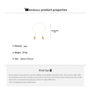 Detailed view of golden iron choker necklace with teardrop pendants showing 20x13.5cm size