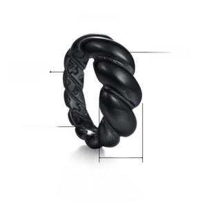 Detailed dimensions of black twisted croissant ring in stainless steel with 10mm width