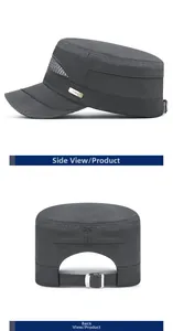 Detail view showing breathable mesh and adjustable metal buckle on quick-dry military cap