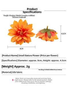 Macro detail of 8cm silk cactus flower head with orange gradient for DIY headwear
