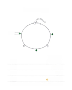 Detail specifications of S925 sterling silver chain bracelet with green zircon accents