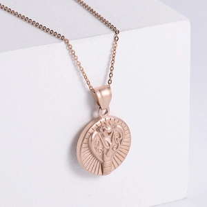 Cobra Snake Pendant Necklace 304 Stainless Steel Rose Gold Plated Egyptian Style Round Medallion Jewelry For Women