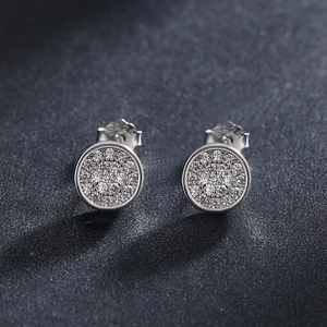 Boucles d'oreilles rondes en argent sterling 925 avec zircons scintillants micro-pavés