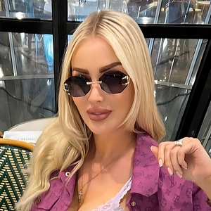 Rimless Octagonal Sunglasses Metal Frame Gradient Lens UV400 Protection Fashion Retro Outdoor Eyewear For Men Women