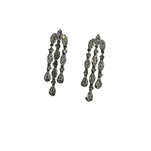 Elegant silver tassel earrings with zircon waterdrop fringe for a luxury fashion statement