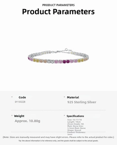 Detailed specs for a 925 sterling silver tennis bracelet with 3.5mm 5A cubic zirconia