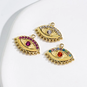 Stainless Steel Evil Eye Charms 14K Gold Plated Zircon Pendants DIY Jewelry Making Findings Colorful Sparkling Accessory