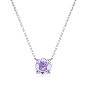 Elegant S925 sterling silver necklace featuring a lavender rose cut crystal pendant
