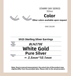 Detailed specs of S925 sterling silver smile stud earrings with zircon 3.5x10.1mm