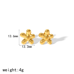Minimalist 18k gold plated stainless steel 13mm flower stud earrings for women