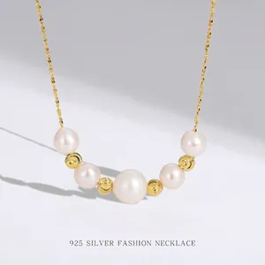 French Minimalist 925 Sterling Silver Freshwater Pearl Necklace For Women Dainty Thin Chain Choker Elegant Jewelry Gift
