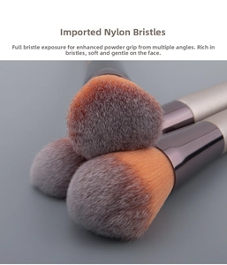 Macro detail of two-tone nylon makeup brush bristles with dense soft fibers