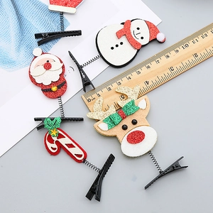 Barrettes de Noël mignonnes pour enfants avec motifs Père Noël et Renne en paillettes