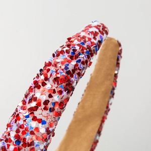 Sparkly wide sequin headband with colorful glitter and non-slip inner suede lining