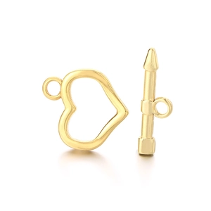 Polished gold 304 stainless steel heart-shaped OT toggle clasp set for DIY jewelry