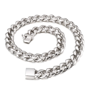 Collana a catena cubana da uomo in acciaio inossidabile con chiusura a scatola