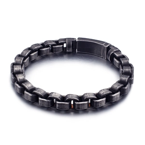 Bracelet Gourmette Homme Vintage Acier Inoxydable Style Industriel Maillons Carrés Punk Gothique Hip Hop Bijoux