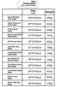 Detailed size chart for 24-inch Santa Claus dolls with weight and style specifications