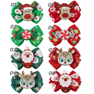 Détails de 8 pinces à cheveux de Noël avec rennes scintillants et motifs de fêtes
