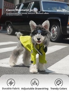 Detail of lime green waterproof dog raincoat with adjustable cuffs and traction opening