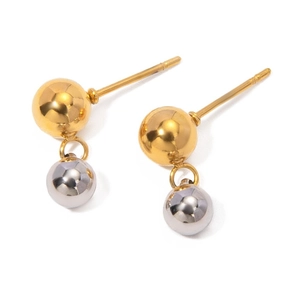 Boucles d'oreilles minimalistes bicolores en or 18 carats et argent acier inoxydable