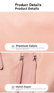 Detail of pink lychee grain faux leather with premium metal zipper and fine stitching