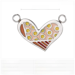 Detail of a colorful heart-shaped stainless steel jewelry pendant for DIY accessories