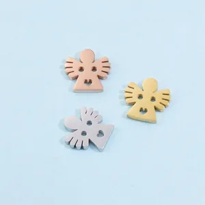 Angel Charms Pendants Stainless Steel Mirror Polished Heart Cutout For DIY Jewelry Making Bracelet Necklace Accessories