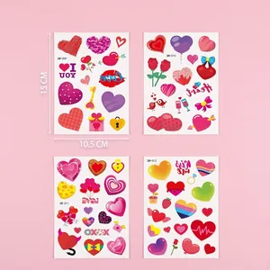 Romantic Valentine heart and rose tattoo stickers set with LOVE designs for body art