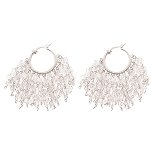 Boucles d'oreilles créoles plaquées or 18k avec glands en cristal et détail d'étoile