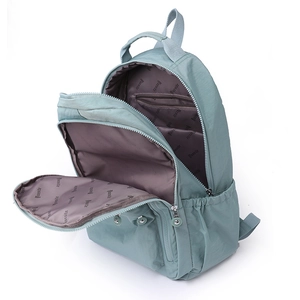 Mint green waterproof nylon backpack for women with multi-compartment large capacity design