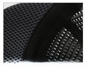 Macro detail of the breathable mesh fabric and thickened sweatband on the black baseball cap