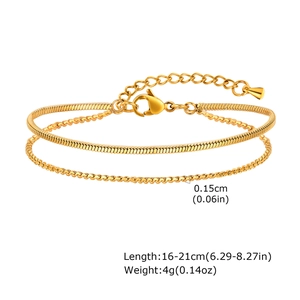 Dettagli sulle dimensioni del bracciale dorato a doppio strato con catena a serpente