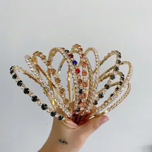 Baroque Rhinestone Artificial Pearl Headband Alloy Hollow Out Wide Hairband Retro Elegant Fashion Hair Accessories For Women