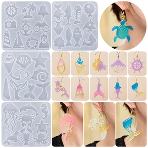 Ocean Marine Theme Silicone Mold For DIY Resin Earring Pendant Jewelry Making Shell Dolphin Anchor Starfish Crafting Tool