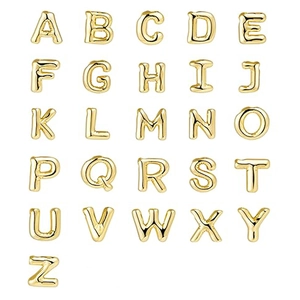 Detailed full set of 26 3D golden bubble capital alphabet pendants from A to Z