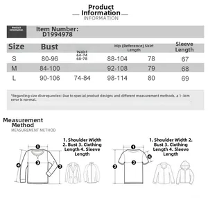 Guide des tailles détaillé pour la robe à manches longues et volants en tailles S, M, L