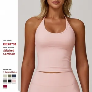 Débardeur de Yoga de Sport Dos Nu pour Femmes avec Coussinets de Poitrine Intégrés Évacuation de l'Humidité Gilet Fitness